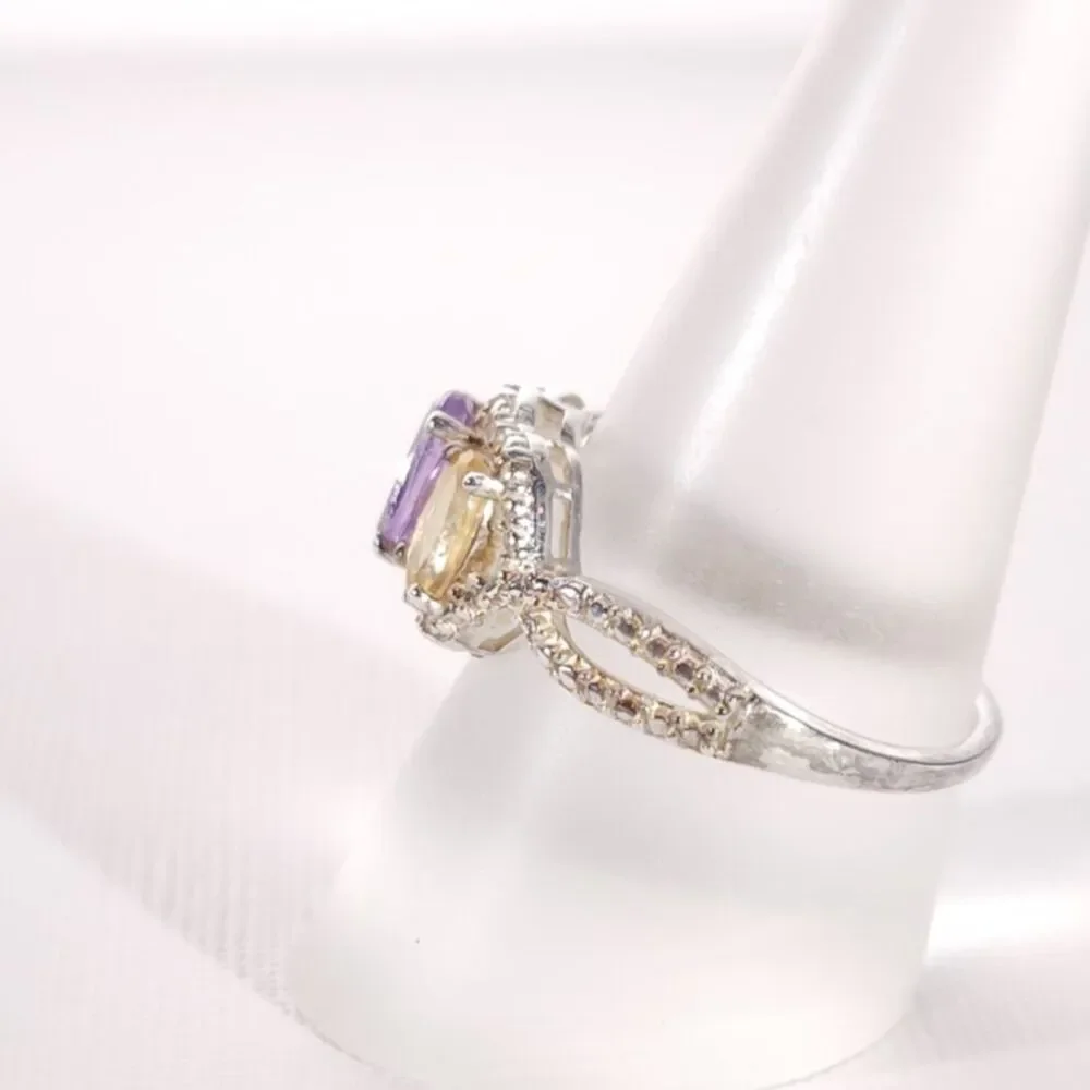 Amethyst and Citrine in Sterling Silver Size 9